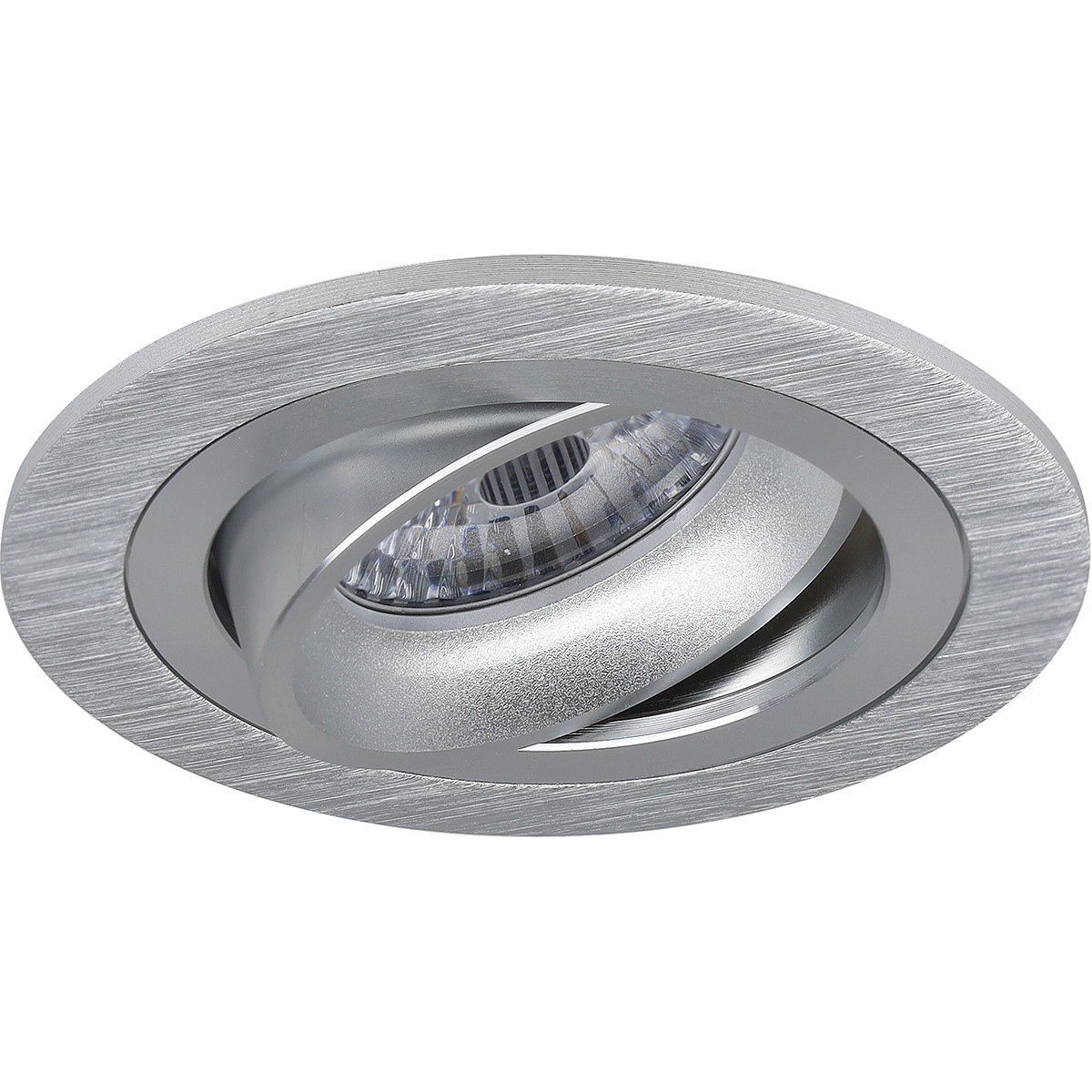 LED Spot Set - Pragmi Alpin Pro - GU10 Sockel - Dimmbar - Einbau Rund - Matt Silber - 6W - Warmweiß 3000K - Kippbar Ø92mm