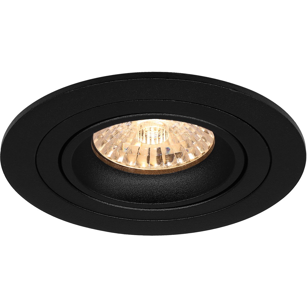 LED Spot Set - Pragmi Alpin Pro - GU10 Sockel - Dimmbar - Einbau Rund - Mattschwarz - 6W - Warmweiß 3000K - Kippbar Ø92mm