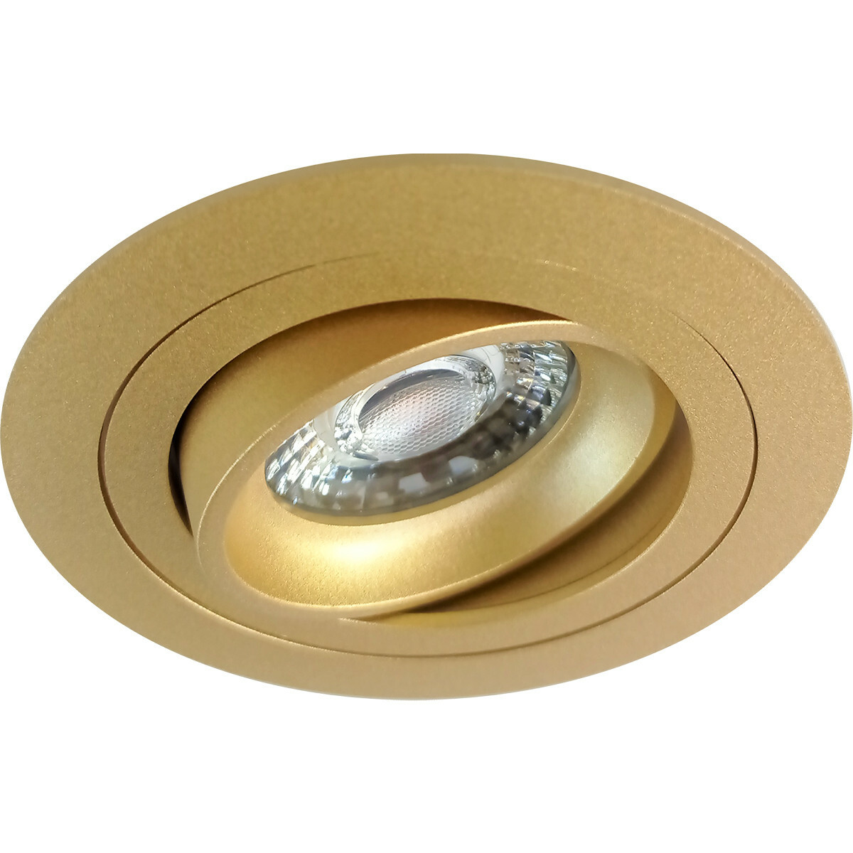 LED Spot Set - Pragmi Alpin Pro - GU10 Sockel - Einbau Rund - Matt Gold - 4W - Universalweiß 4200K - Kippbar - Ø92mm