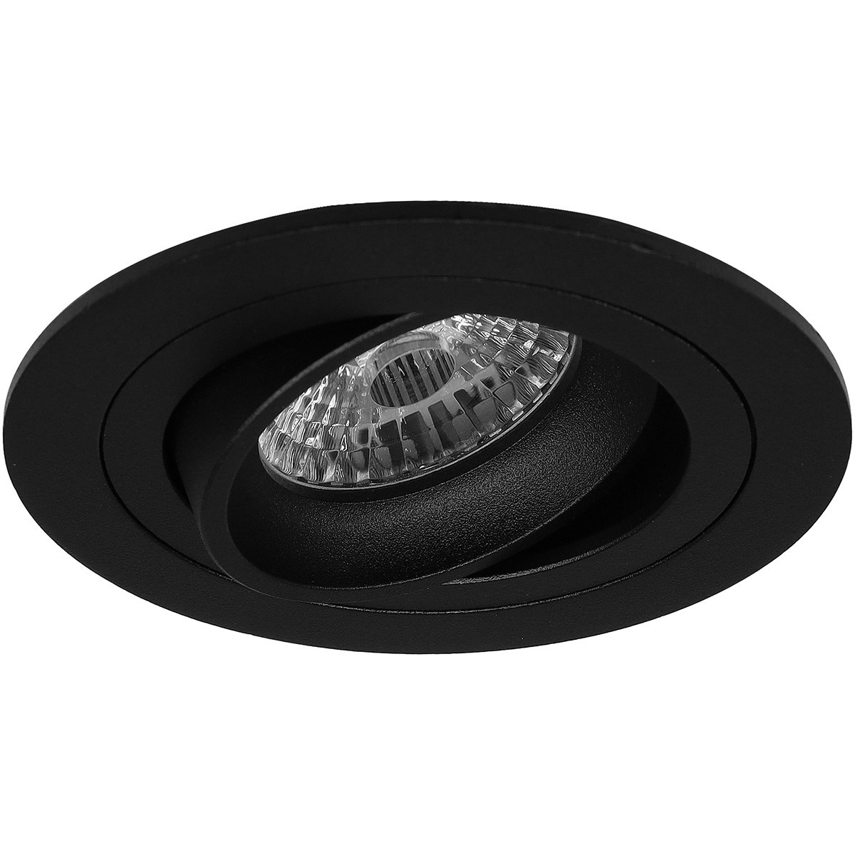 LED Spot Set - Pragmi Alpin Pro - GU10 Sockel - Einbau Rund - Mattschwarz - 6W - Tageslicht 6400K - Kippbar Ø92mm