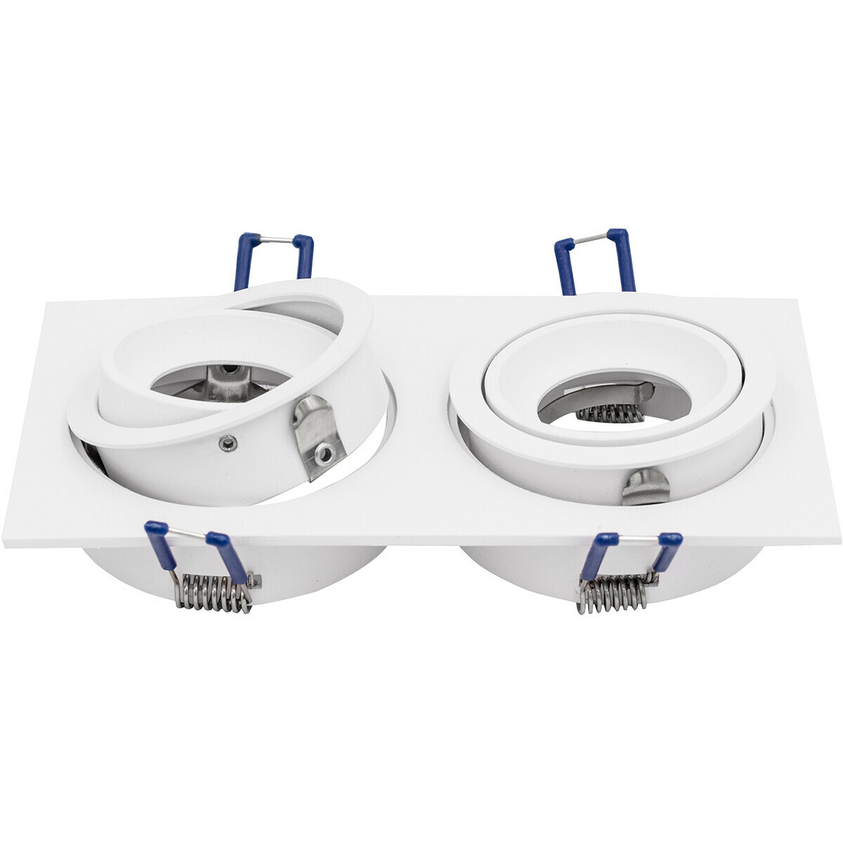 LED Spot Set - Aigi - Pragmi Borny Pro - GU10 Sockel - Einbau Rechteckig Doppel - Mattweiß - 8W - Tageslicht 6400K - Kippbar - 175x92mm