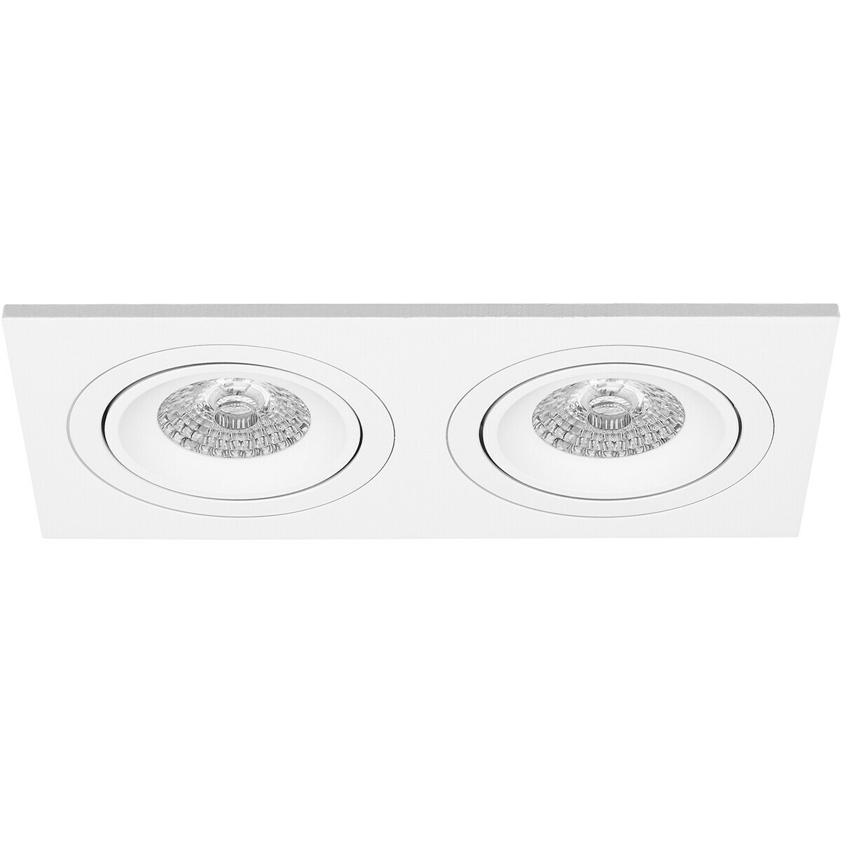 LED Spot Set - Aigi - Pragmi Borny Pro - GU10 Sockel - Einbau Rechteckig Doppel - Mattweiß - 8W - Warmweiß 3000K - Kippbar - 175x92mm