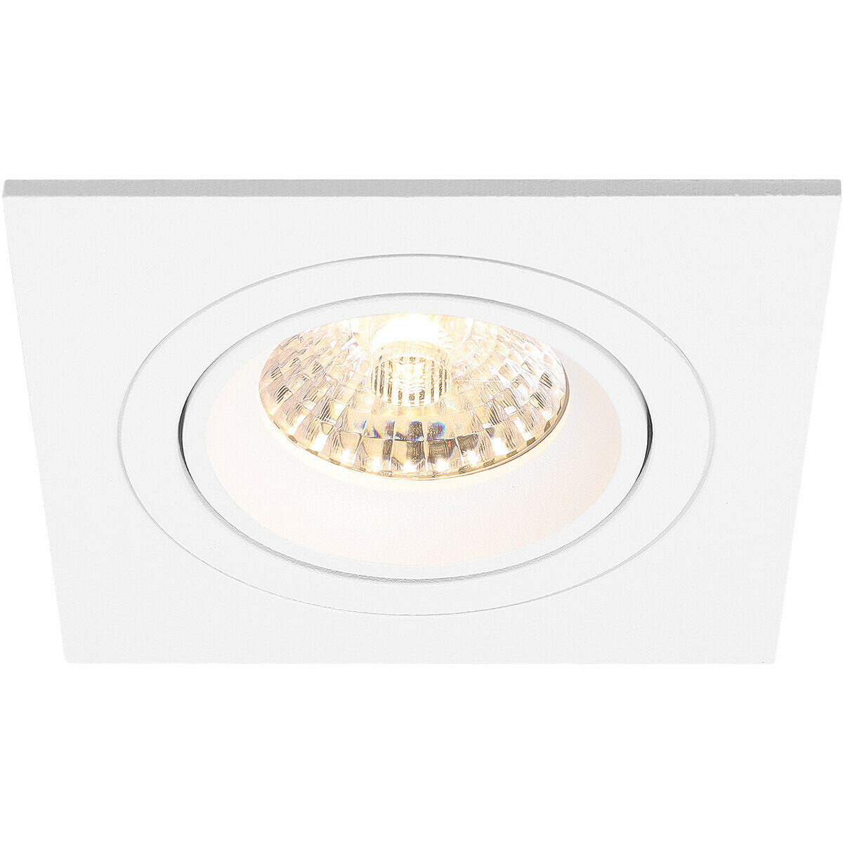 LED Spot Set - Pragmi Borny Pro - GU10 Sockel - Einbau Quadratisch - Mattweiß - 4W - Universalweiß 4200K - Kippbar - 92mm