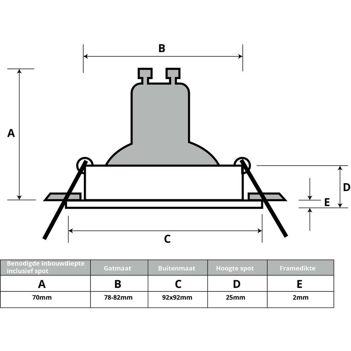 LED Spot Set - Pragmi Borny Pro - GU10 Sockel - Einbau Quadratisch - Mattweiß - 4W - Universalweiß 4200K - Kippbar - 92mm