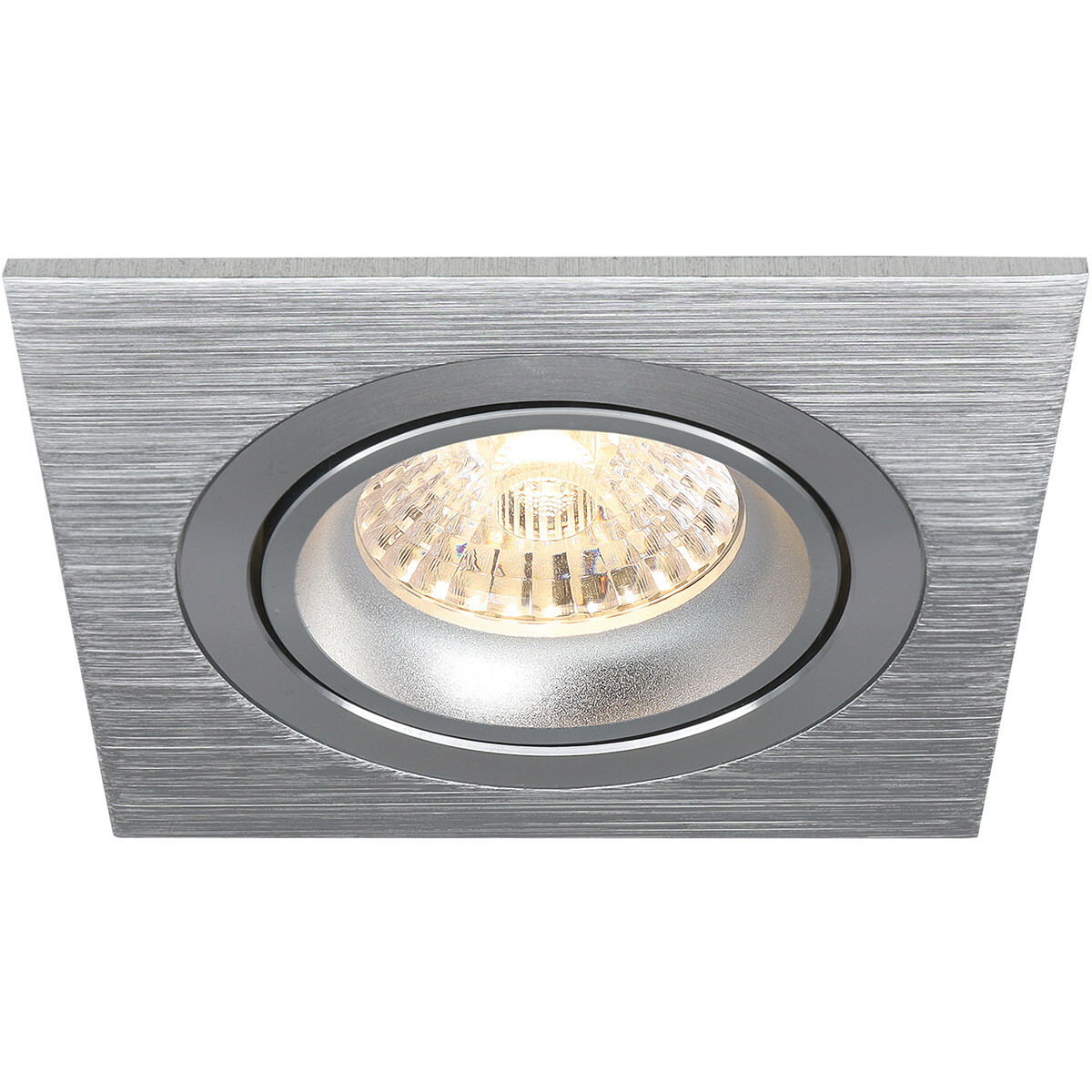 LED Spot Set - Aigi - Pragmi Borny Pro - GU10 Sockel - Einbau Quadratisch - Matt Silber - 8W - Tageslicht 6400K - Kippbar - 92mm