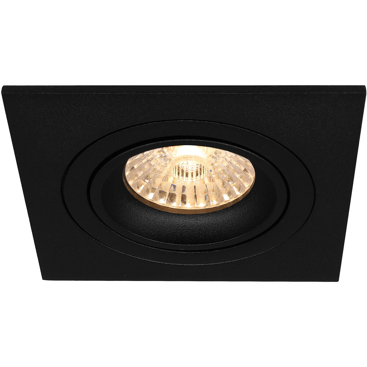 LED Spot Set - Pragmi Borny Pro - GU10 Sockel - Einbau Quadratisch - Mattschwarz - 4W - Universalweiß 4200K - Kippbar - 92mm