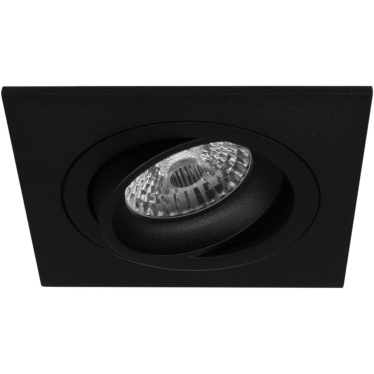 LED Spot Set - Pragmi Borny Pro - GU10 Sockel - Einbau Quadratisch - Mattschwarz - 4W - Universalweiß 4200K - Kippbar - 92mm