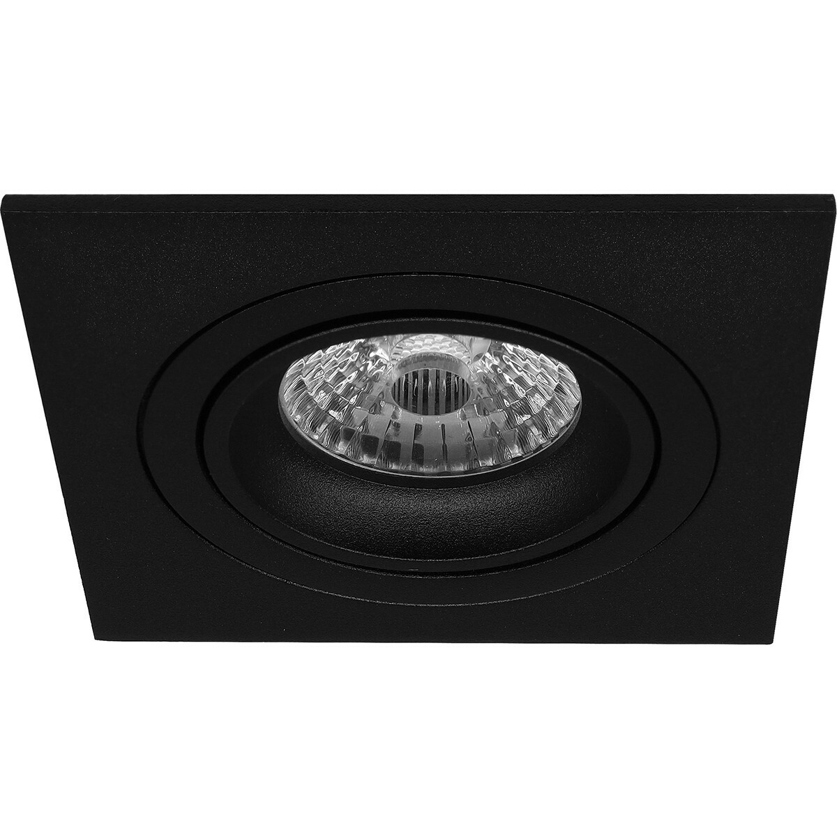 LED Spot Set - Aigi - Pragmi Borny Pro - GU10 Sockel - Einbau Quadratisch - Mattschwarz - 8W - Tageslicht 6400K - Kippbar - 92mm