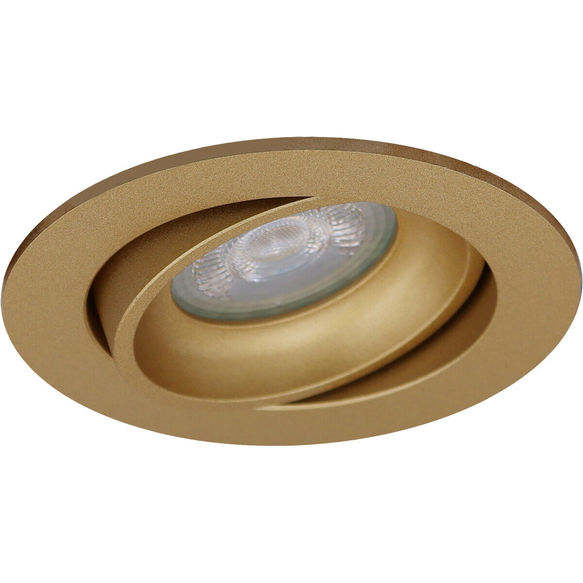 LED Spot Set - Pragmi Delton Pro - GU10 Sockel - Einbau Rund - Matt Gold - 4W - Universalweiß 4200K - Kippbar - Ø82mm