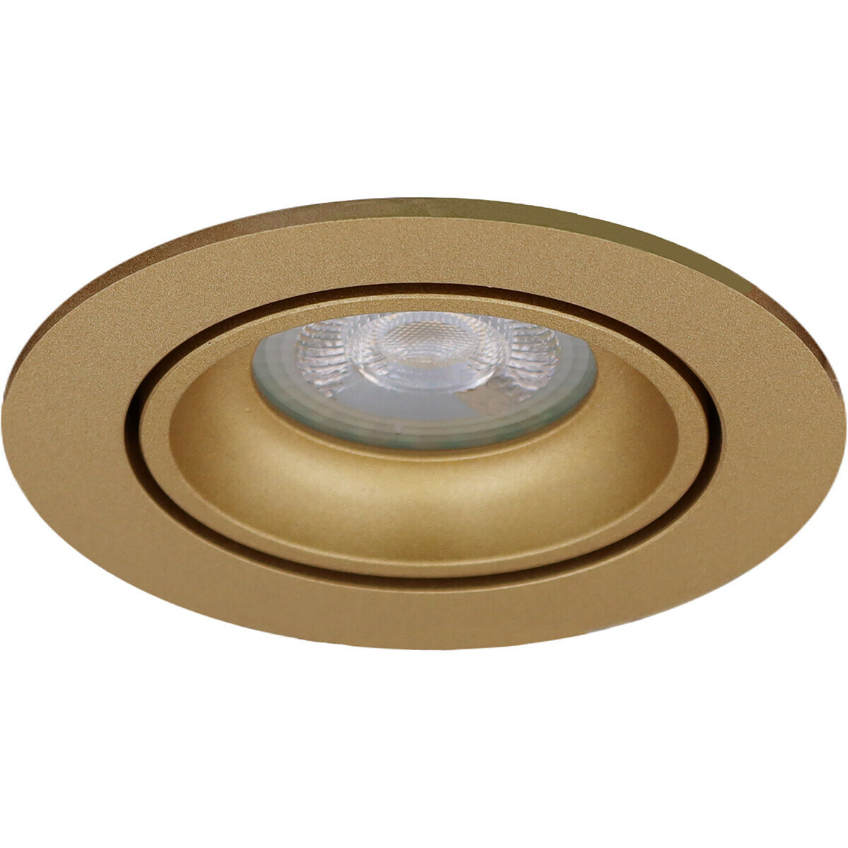 LED Spot Set - Pragmi Delton Pro - GU10 Sockel - Einbau Rund - Matt Gold - 4W - Universalweiß 4200K - Kippbar - Ø82mm