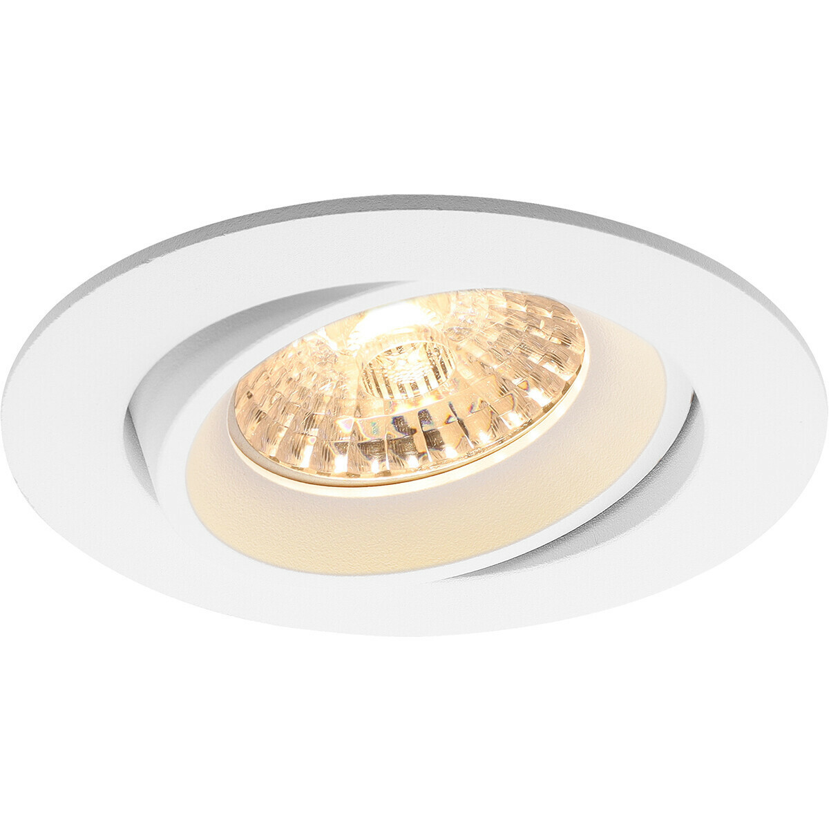 LED Spot Set - Pragmi Delton Pro - GU10 Sockel - Einbau Rund - Mattweiß - 4W - Warmweiß 3000K - Kippbar - Ø82mm