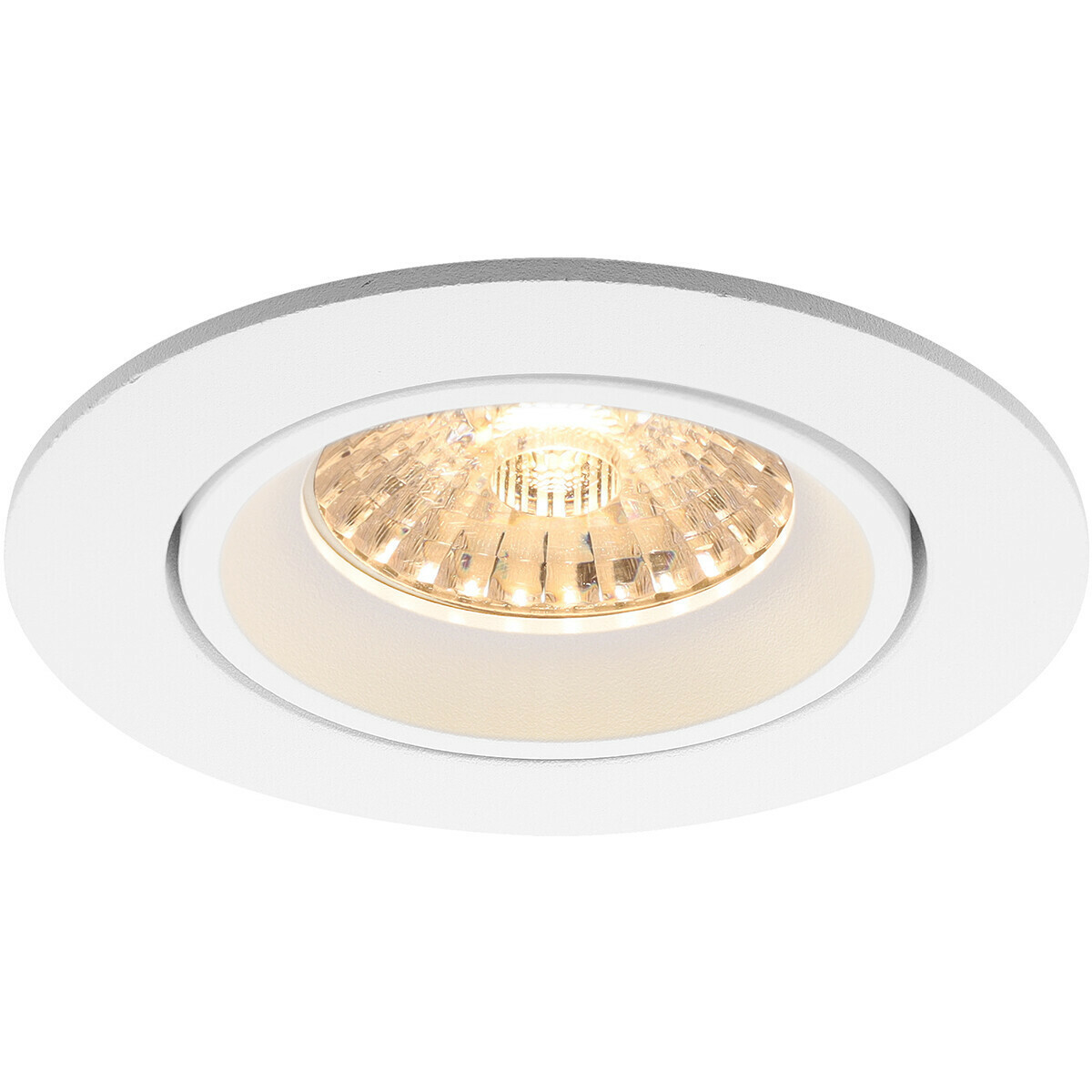 LED Spot Set - Pragmi Delton Pro - GU10 Sockel - Einbau Rund - Mattweiß - 4W - Warmweiß 3000K - Kippbar - Ø82mm