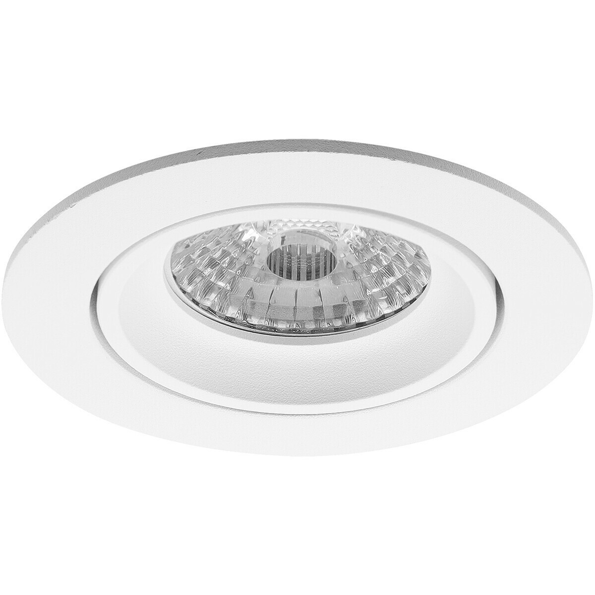 LED Spot Set - Pragmi Delton Pro - GU10 Sockel - Einbau Rund - Mattweiß - 4W - Warmweiß 3000K - Kippbar - Ø82mm