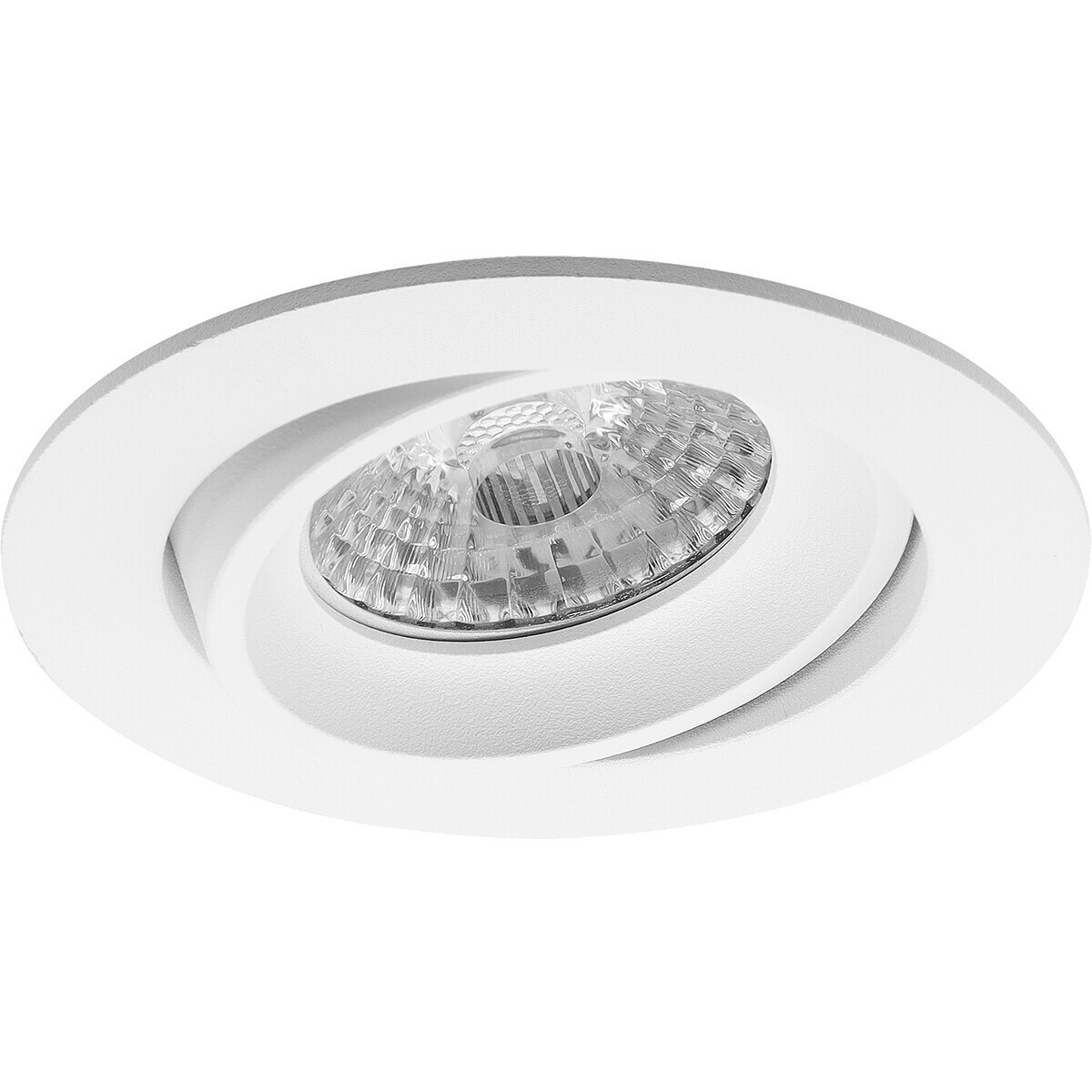 LED Spot Set - Aigi - Pragmi Delton Pro - GU10 Sockel - Einbau Rund - Mattweiß - 8W - Warmweiß 3000K - Kippbar - Ø82mm