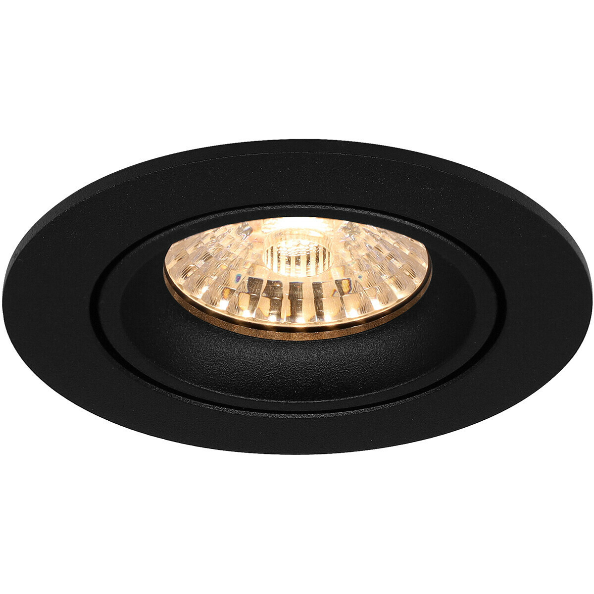 LED Spot Set - Aigi - Pragmi Delton Pro - GU10 Sockel - Einbau Rund - Mattschwarz - 8W - Tageslicht 6400K - Kippbar - Ø82mm