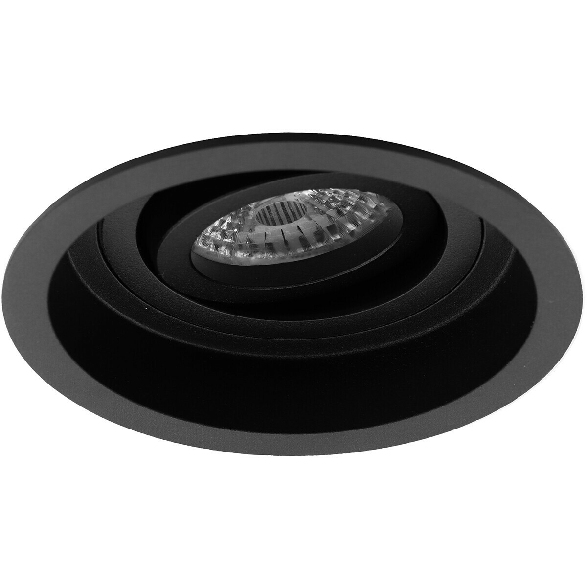 LED Spot Set - Pragmi Domy Pro - GU10 Sockel - Einbau Rund - Mattschwarz - 6W - Tageslicht 6400K - Deep - Kippbar - Ø105mm