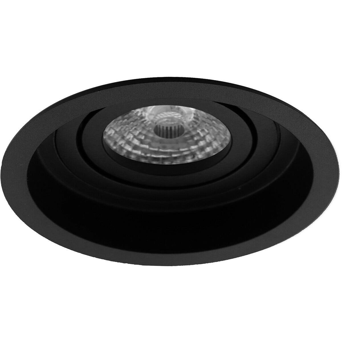 LED Spot Set - Pragmi Domy Pro - GU10 Sockel - Einbau Rund - Mattschwarz - 6W - Tageslicht 6400K - Deep - Kippbar - Ø105mm