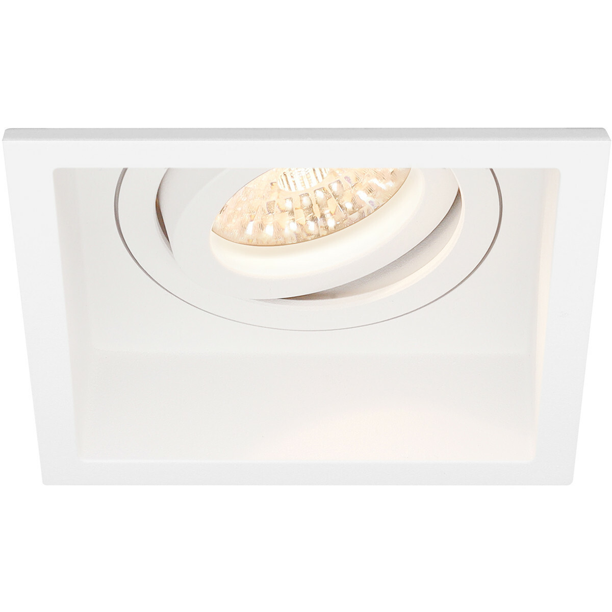 LED Spot Set - Pragmi Domy Pro - GU10 Sockel - Einbau Quadratisch - Mattweiß - 4W - Warmweiß 3000K - Deep - Kippbar - 105mm