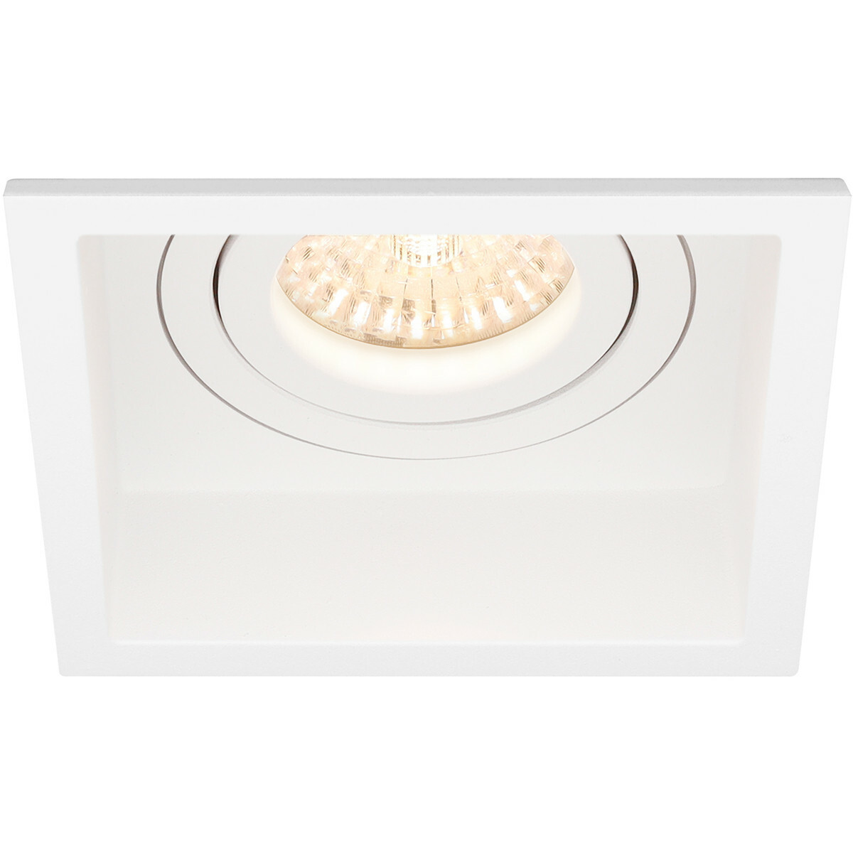 LED Spot Set - Pragmi Domy Pro - GU10 Sockel - Einbau Quadratisch - Mattweiß - 4W - Warmweiß 3000K - Deep - Kippbar - 105mm