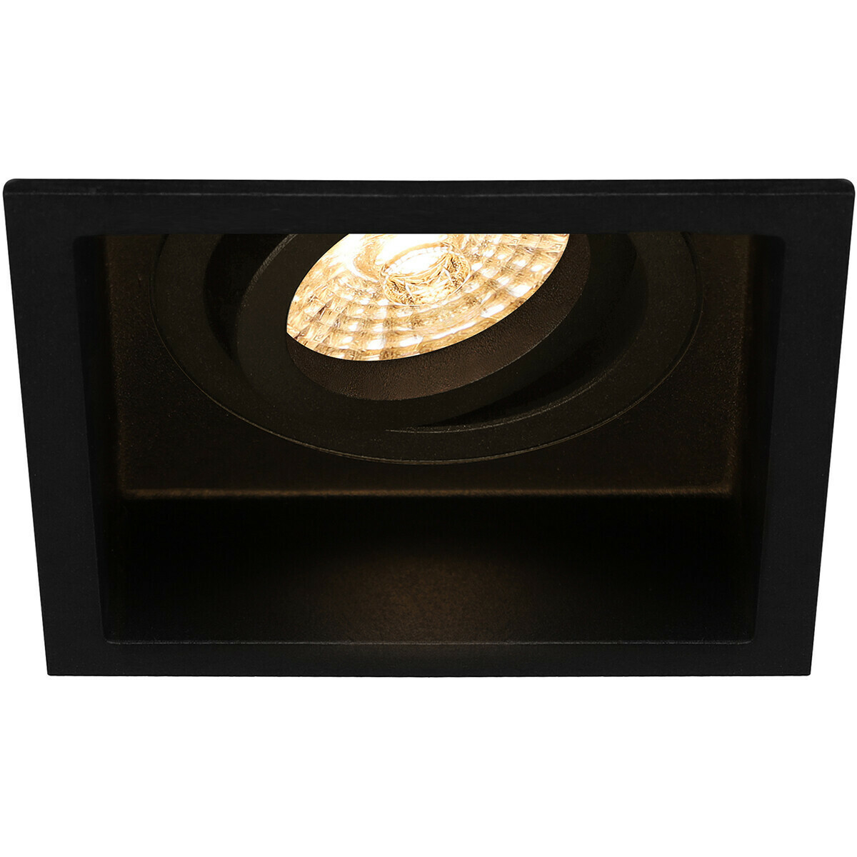 LED Spot Set - Pragmi Domy Pro - GU10 Sockel - Einbau Quadratisch - Mattschwarz - 4W - Universalweiß 4200K - Deep - Kippbar - 105mm