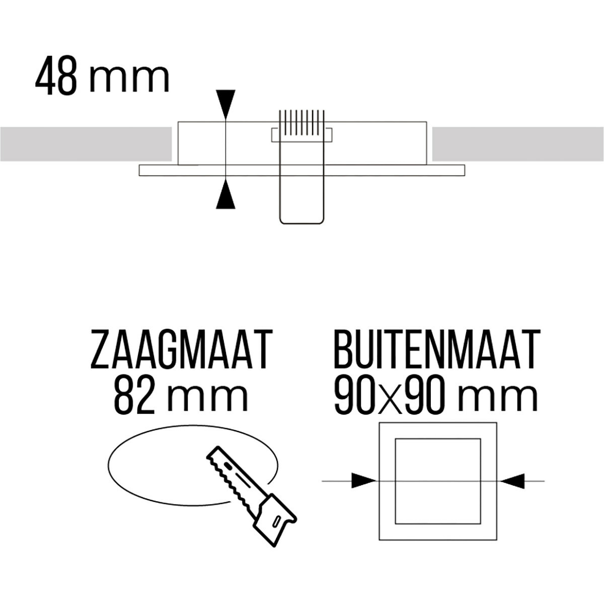 LED Spot Set - Pragmi Minko Pro - GU10 Sockel - Einbau Quadratisch - Mattweiß - 4W - Warmweiß 3000K - Deep - 90mm