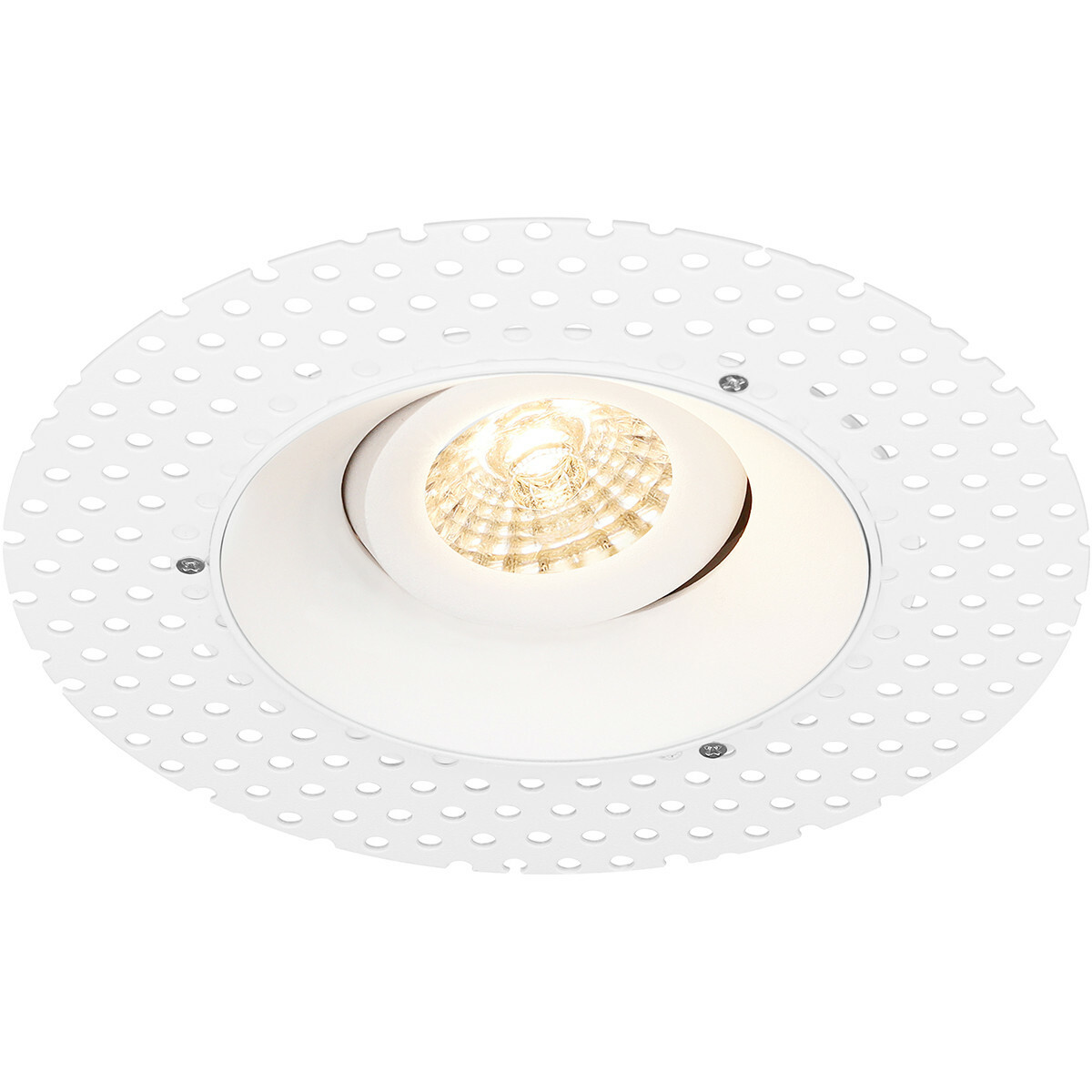 LED Spot Set - Pragmi Nivas Pro - GU10 Sockel - Einbau Rund - Mattweiß - 4W - Warmweiß 3000K - Trimless - Kippbar - Ø150mm