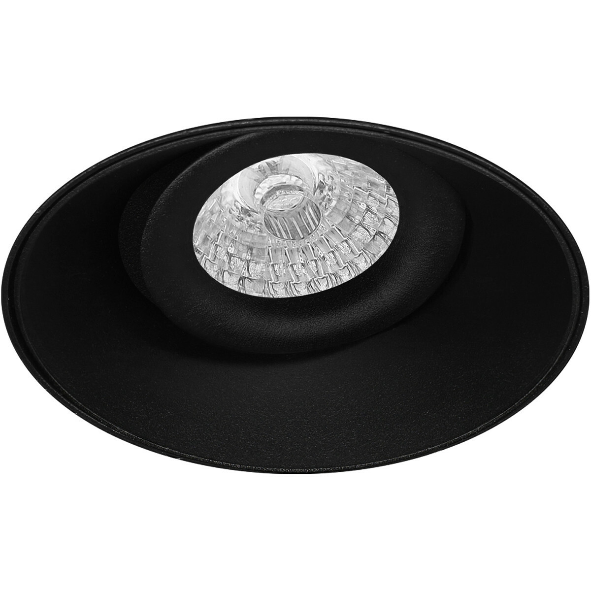 LED Spot Set - Pragmi Nivas Pro - GU10 Sockel - Einbau Rund - Mattschwarz - 6W - Universalweiß 4200K - Trimless - Kippbar - Ø150mm