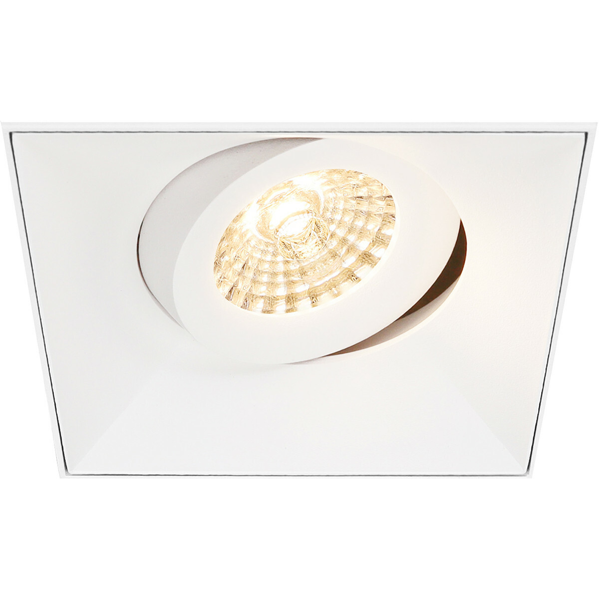 LED Spot Set - Pragmi Nivas Pro - GU10 Sockel - Einbau Quadratisch - Mattweiß - 4W - Warmweiß 3000K - Trimless - Kippbar - 150mm