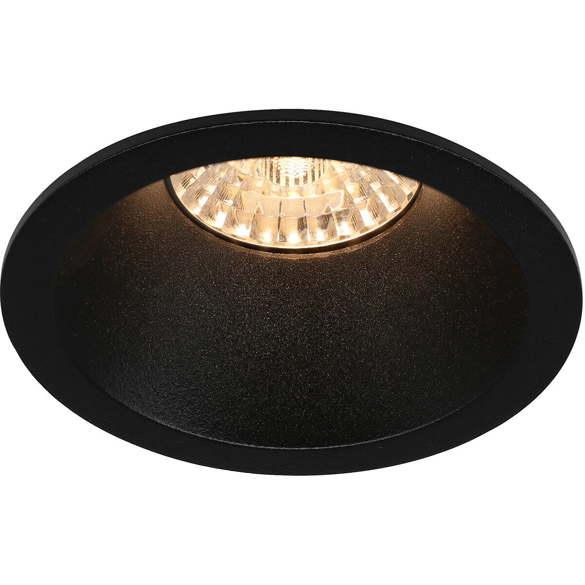 LED Spot Set - Pragmi Pollon Pro - GU10 Sockel - Einbau Rund - Mattschwarz - 4W - Warmweiß 3000K - Deep - Ø82mm