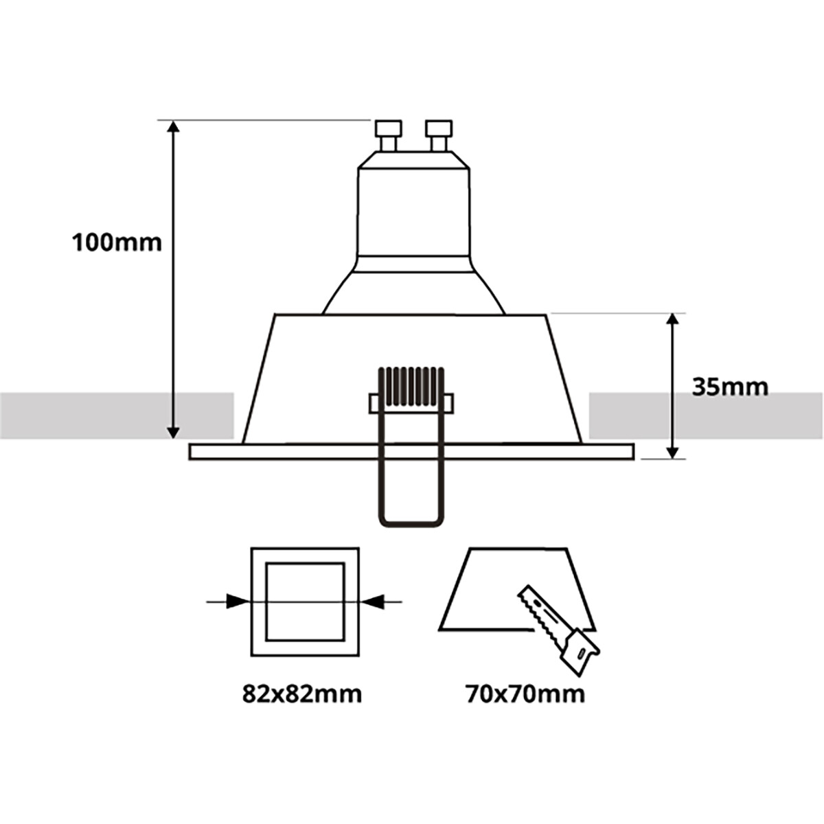 LED Spot Set - Pragmi Pollon Pro - GU10 Fassung - Einbau Quadrat - Matt Gold - 4W - Warmweiß 3000K - Vertieft - 82mm