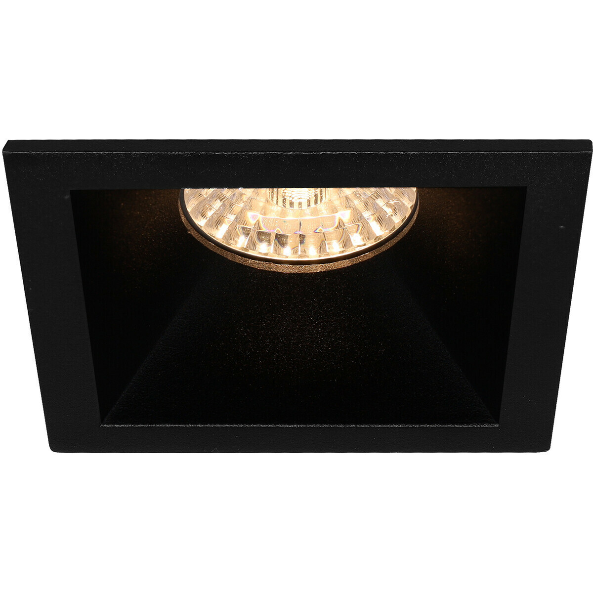 LED Spot Set - Pragmi Pollon Pro - GU10 Sockel - Dimmbar - Einbau Quadratisch - Mattschwarz - 6W - Universalweiß 4200K - Deep - 82mm