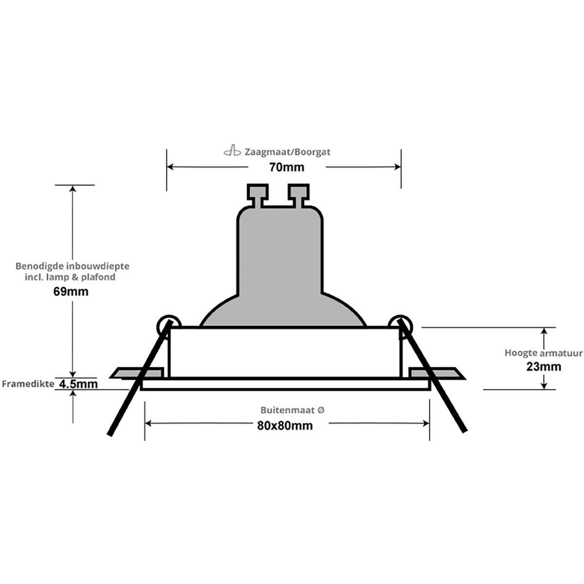 LED Spot Set - Pragmi Qiundo Pro - GU10 Fassung - Einbau Quadrat - Matt Weiß - 4W - Warmweiß 3000K - Schwenkbar - 80mm