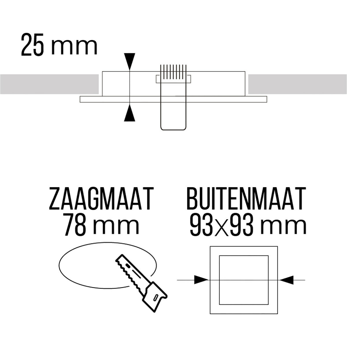 LED Spot Set - Pragmi Rodos Pro - GU10 Sockel - Einbau Quadratisch - Mattweiß - 4W - Warmweiß 3000K - 93mm