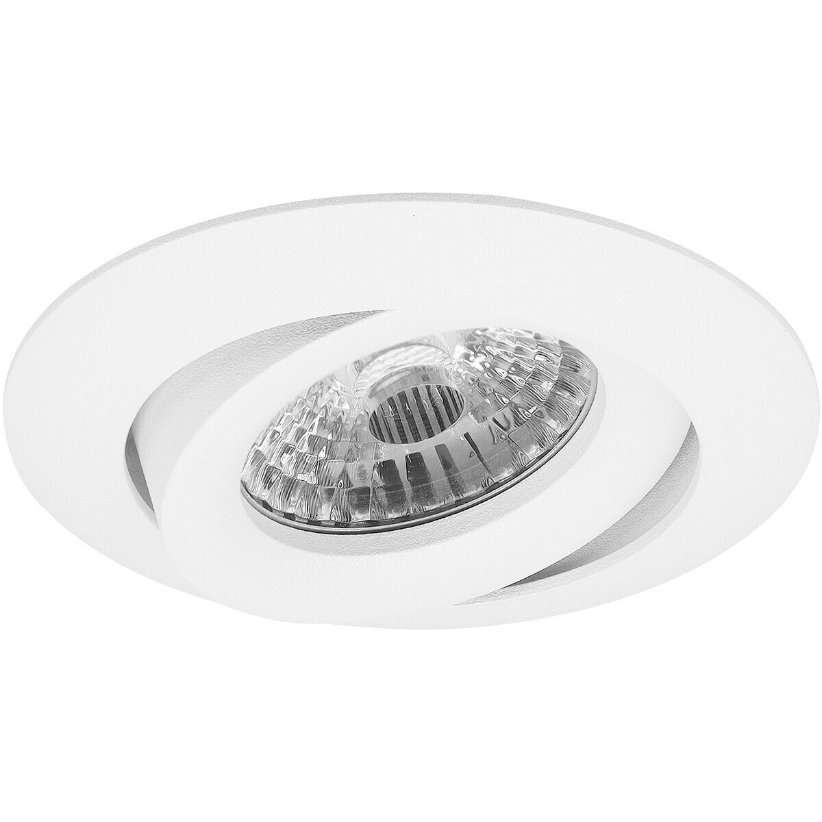 LED Spot Set - Pragmi Uranio Pro - GU10 Sockel - Einbau Rund - Mattweiß - 6W - Tageslicht 6400K - Kippbar - Ø82mm