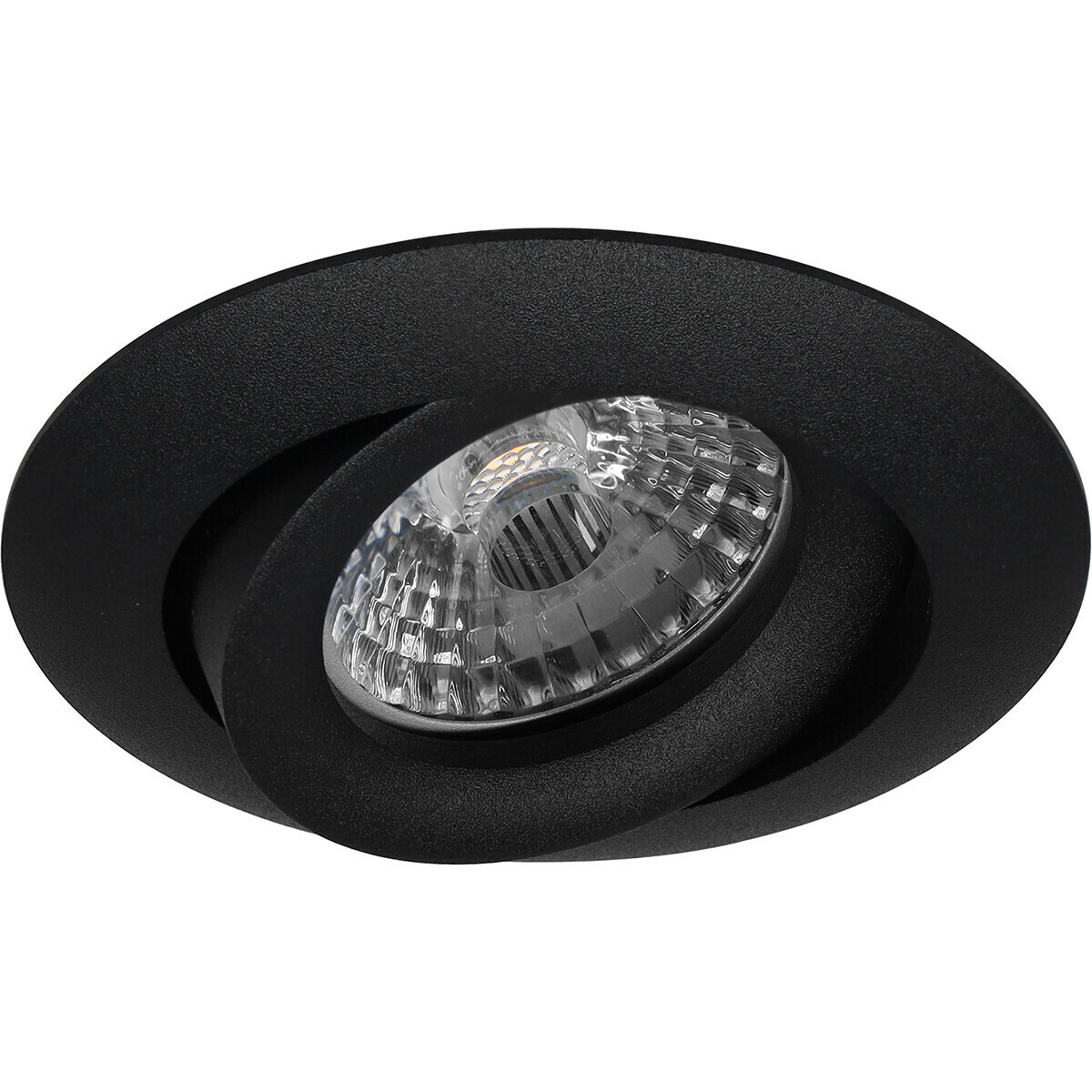 LED Spot Set - Pragmi Uranio Pro - GU10 Sockel - Einbau Rund - Mattschwarz - 4W - Universalweiß 4200K - Kippbar - Ø82mm