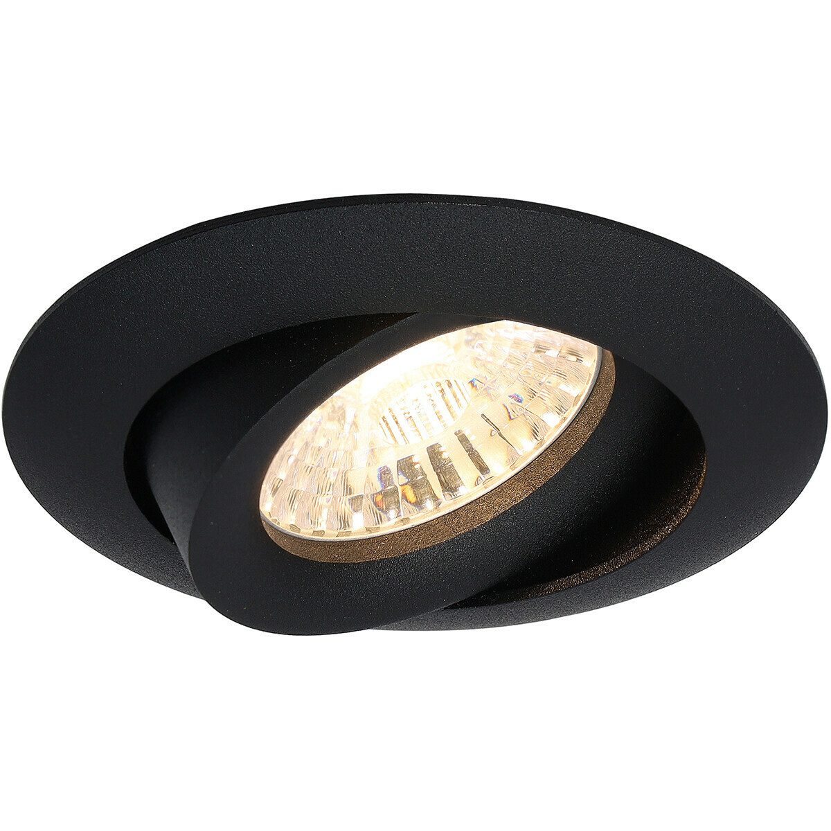 LED Spot Set - Pragmi Uranio Pro - GU10 Sockel - Dimmbar - Einbau Rund - Mattschwarz - 6W - Universalweiß 4200K - Kippbar - Ø82mm