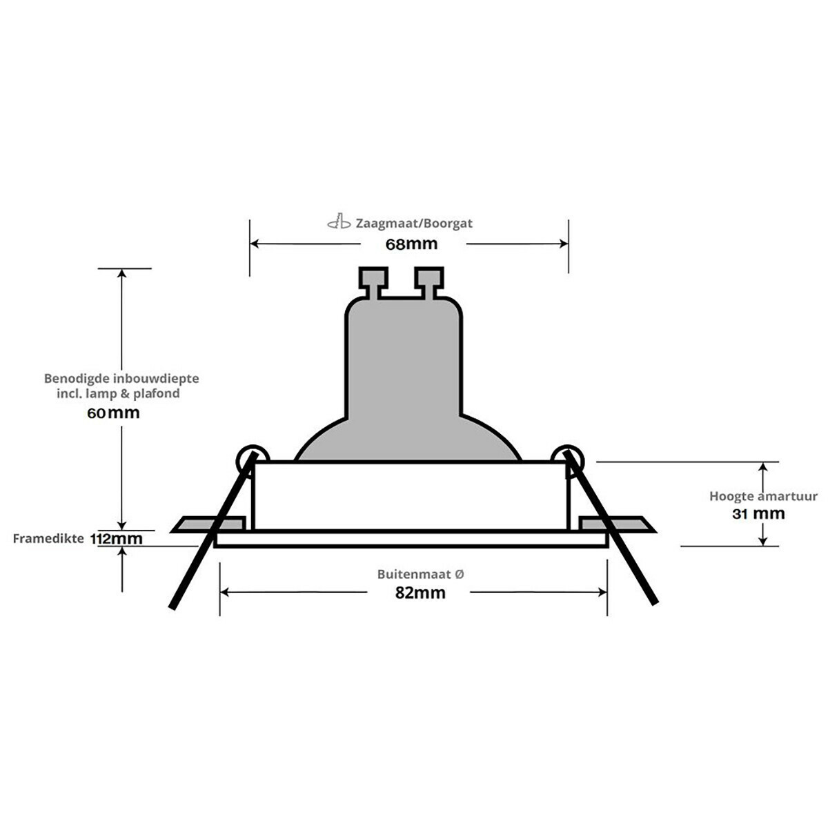 LED Spot Set - Pragmi Vrito Pro - GU10 Sockel - Einbau Rund - Mattschwarz - 4W - Warmweiß 3000K - Ø82mm