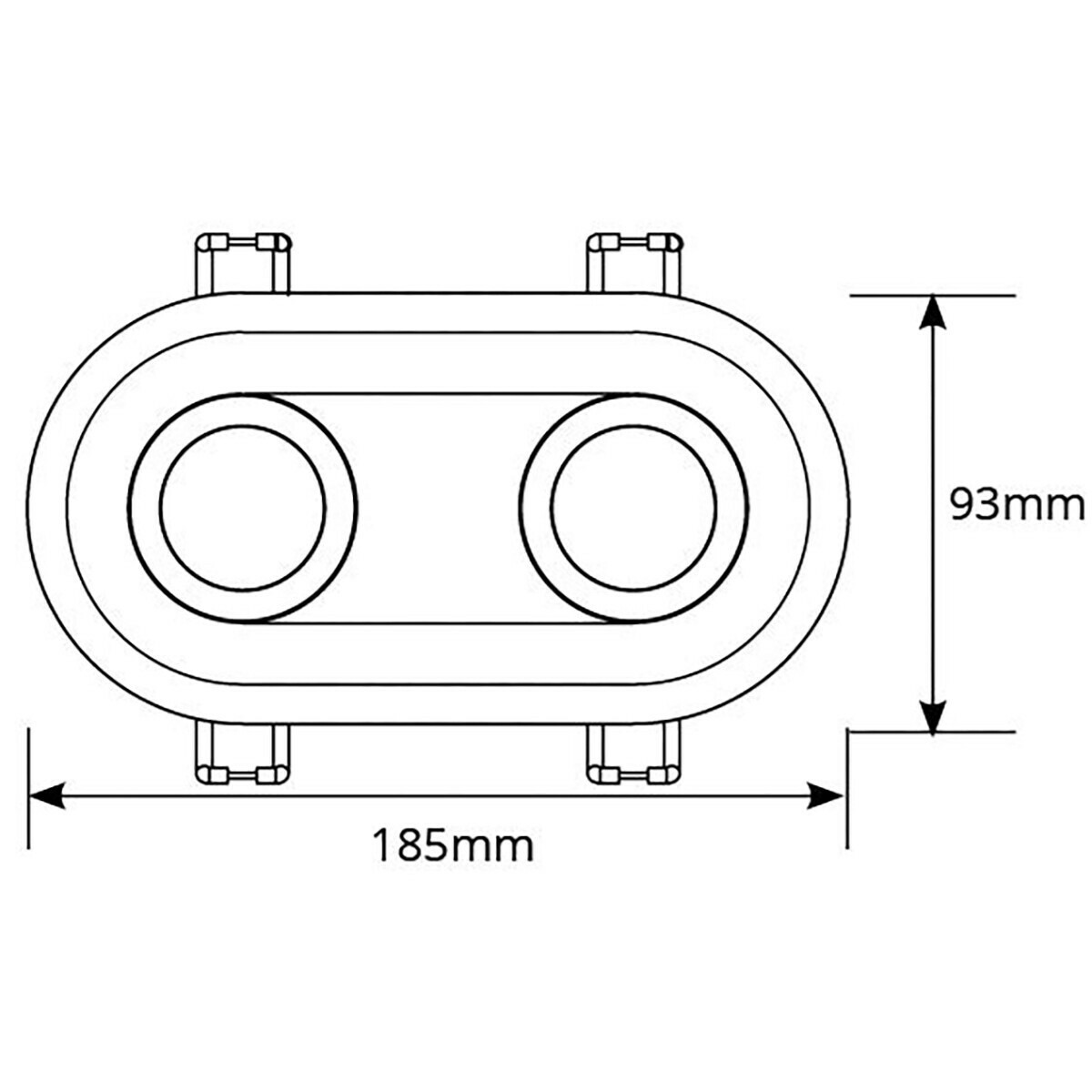 LED Spot Set - Pragmi Zano Pro - GU10 Fassung - Dimmbar - Einbau Oval Doppelt - Matt Weiß - 6W - Kaltweiß 6400K - Schwenkbar - 185x93mm