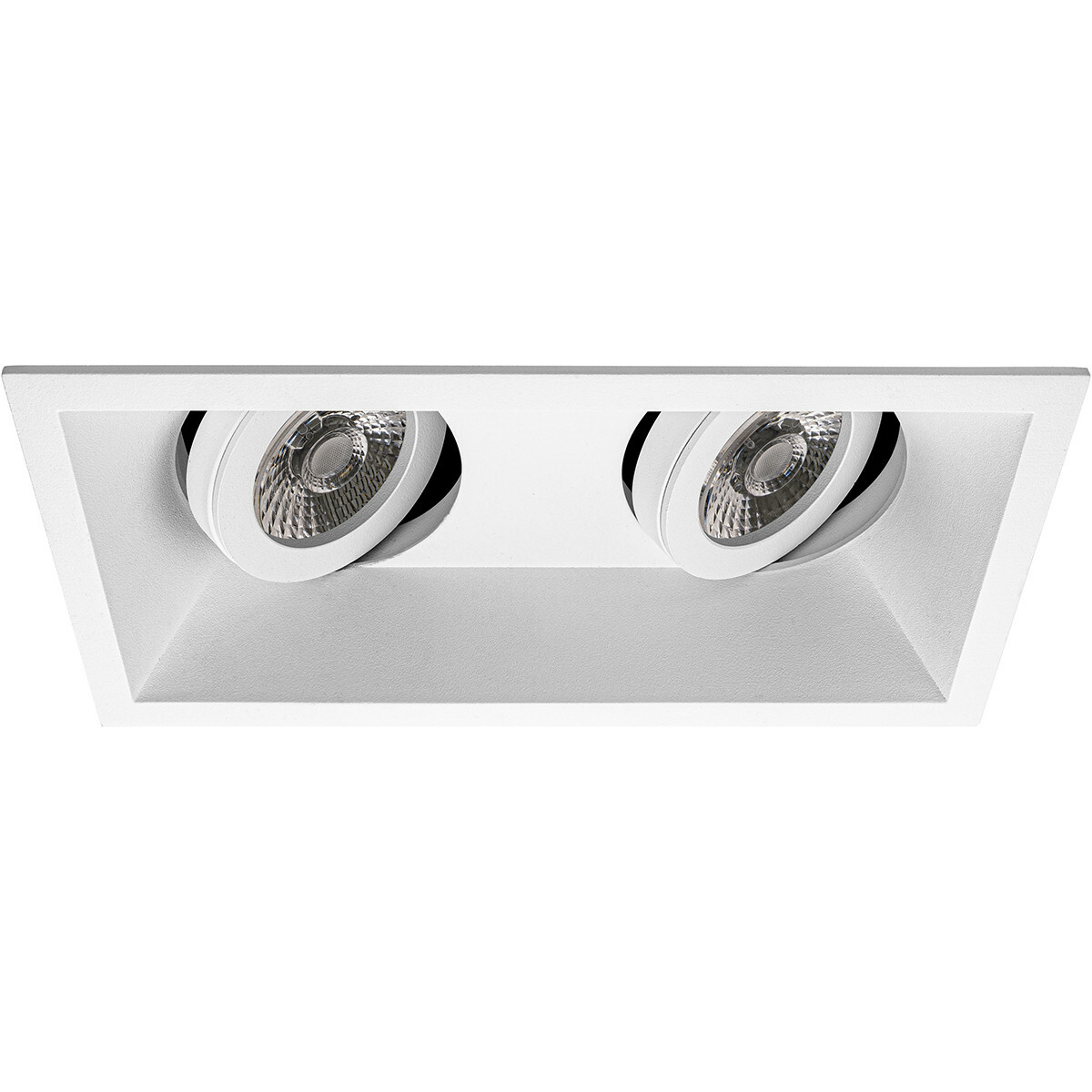 LED Spot Set - Pragmi Zano Pro - GU10 Fassung - Einbau Rechteck Doppel - Mattweiß - 4W - Warmweiß 3000K - Schwenkbar - 185x93mm