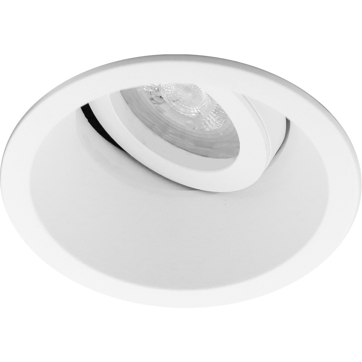 LED Spot Set - Pragmi Zano Pro - GU10 Sockel - Dimmbar - Einbau Rund - Mattweiß - 6W - Tageslicht 6400K - Kippbar - Ø93mm