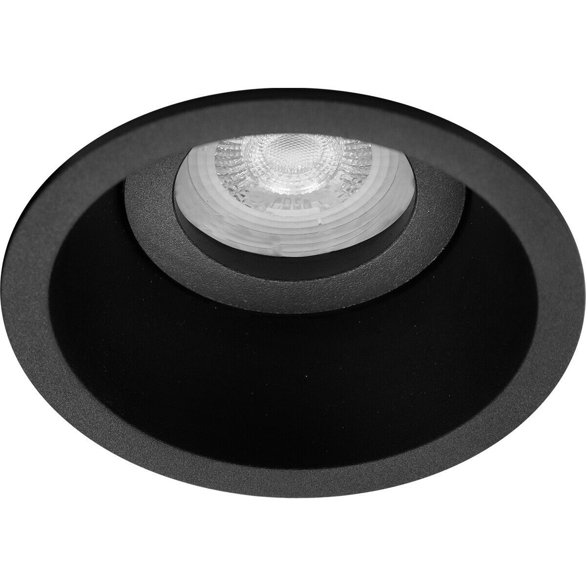 LED Spot Set - Pragmi Zano Pro - GU10 Sockel - Einbau Rund - Mattschwarz - 4W - Warmweiß 3000K - Kippbar - Ø93mm