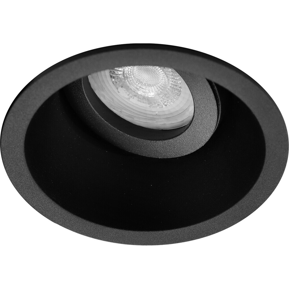 LED Spot Set - Aigi - Pragmi Zano Pro - GU10 Sockel - Einbau Rund - Mattschwarz - 8W - Tageslicht 6400K - Kippbar - Ø93mm