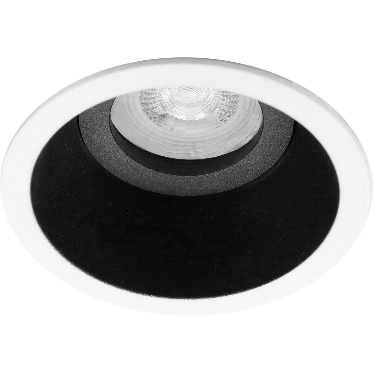 LED Spot Set - Aigi - Pragmi Zano Pro - GU10 Sockel - Einbau Rund - Mattschwarz/Weiß - 8W - Warmweiß 3000K - Kippbar - Ø93mm