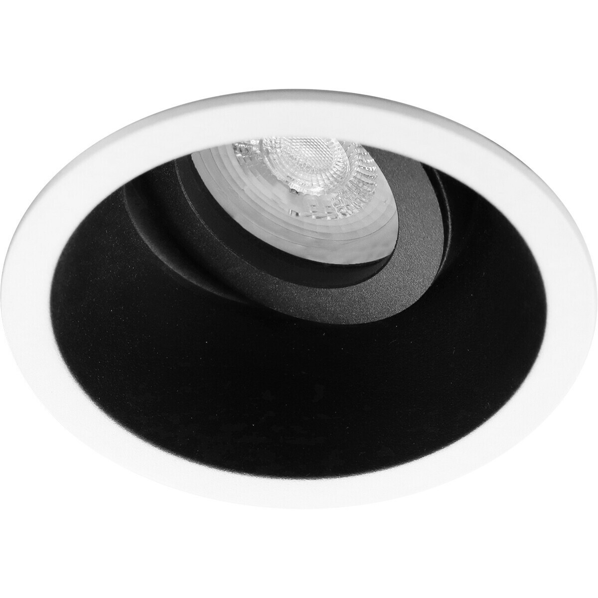 LED Spot Set - Pragmi Zano Pro - GU10 Sockel - Einbau Rund - Mattschwarz/Weiß - 4W - Universalweiß 4200K - Kippbar - Ø93mm