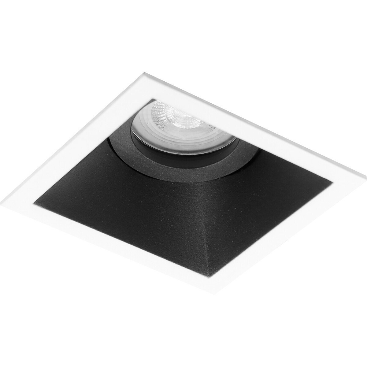 LED Spot Set - Pragmi Zano Pro - GU10 Sockel - Einbau Quadratisch - Mattschwarz/Weiß - 4W - Warmweiß 3000K - Kippbar - 93mm