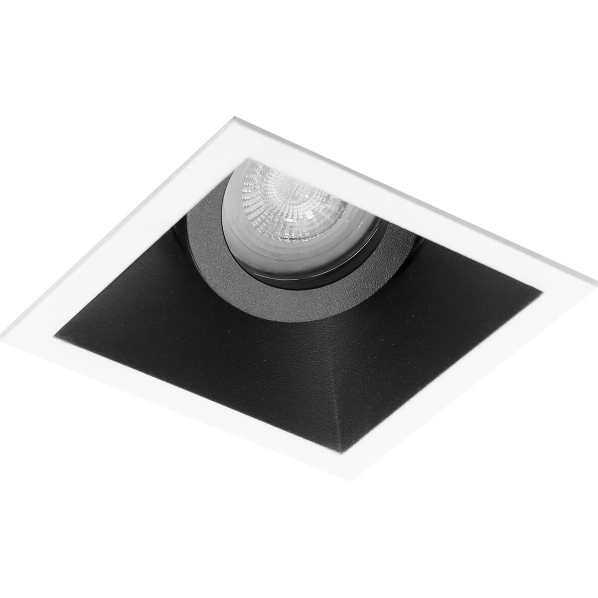 LED Spot Set - Aigi - Pragmi Zano Pro - GU10 Sockel - Einbau Quadratisch - Mattschwarz/Weiß - 8W - Warmweiß 3000K - Kippbar - 93mm