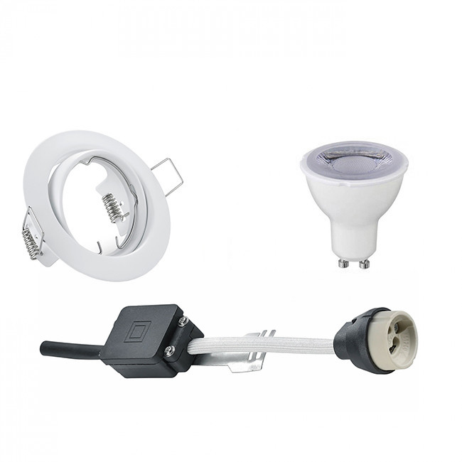 LED Spot Set - Trion - GU10 Sockel - Dimmbar - Einbau Rund - Mattweiß - 6W - Tageslicht 6400K - Kippbar Ø83mm