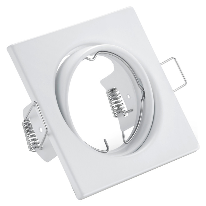 LED Spot Set - Trion - GU10 Sockel - Dimmbar - Einbau Quadratisch - Mattweiß - 6W - Tageslicht 6400K - Kippbar 80mm