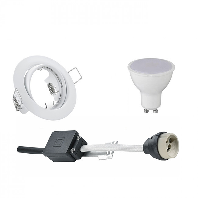 LED Spot Set - Trion - GU10 Sockel - Einbau Rund - Mattweiß - 6W - Tageslicht 6400K - Kippbar Ø83mm