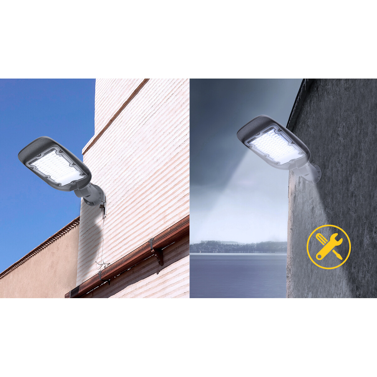 LED Straßenlaterne - Straßenbeleuchtung - Aigi Animo - 100W - Kaltweiß 6500K - Wasserdicht IP65 - Mattgrau - Aluminium